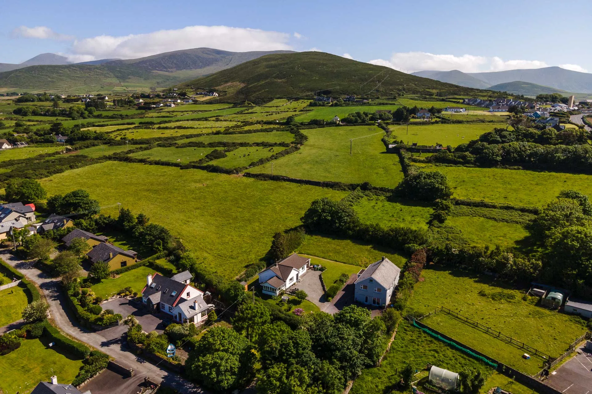Dingle town and harbour from above
